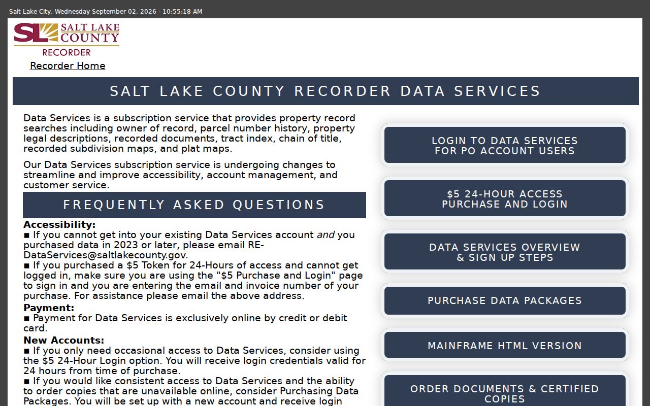 Kearns residents directory Salt Lake County Recorder deed data services