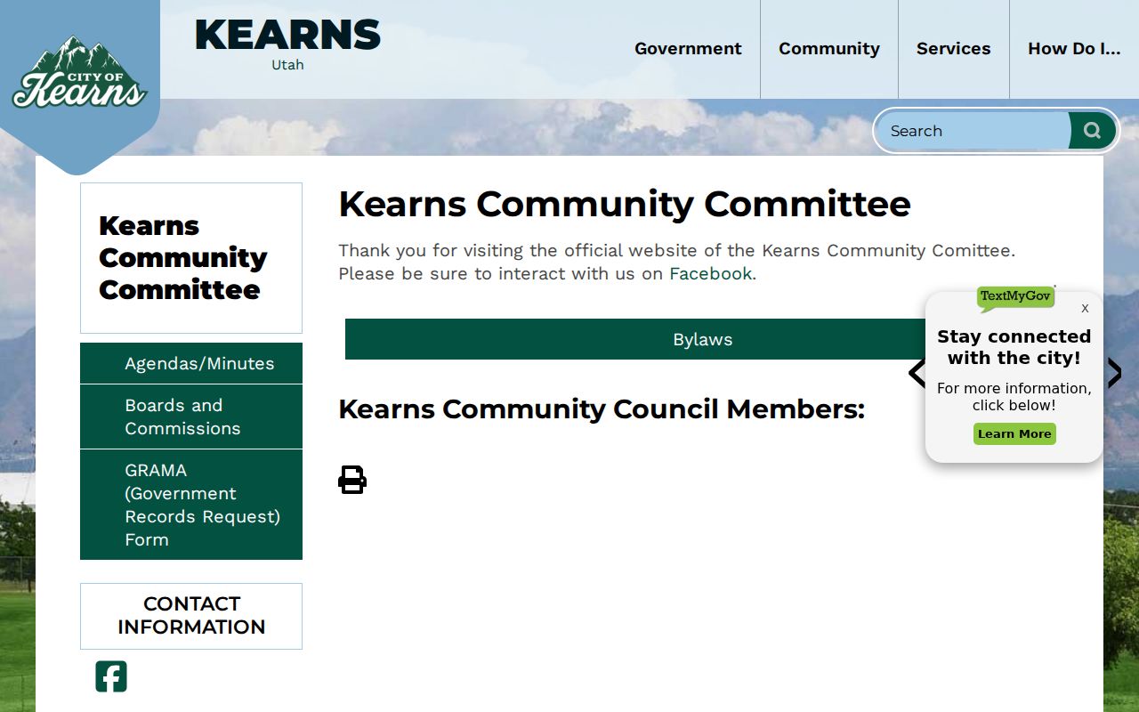Kearns neighbors Kearns Community Council civic contact