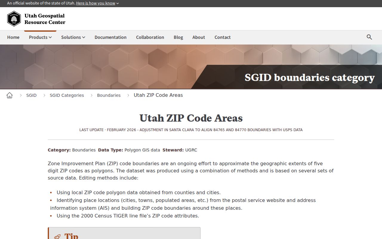 Kearns ZIP code directory Utah ZIP code boundary dataset